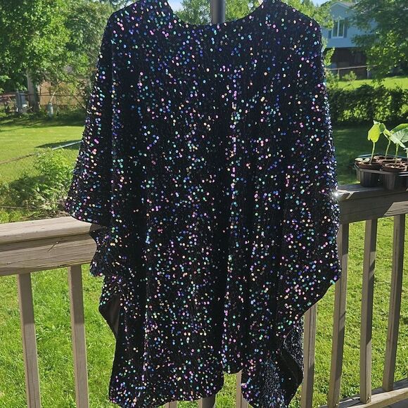Torrid Black Sequin Open Front Kimono Cardigan - Picture 5 of 5